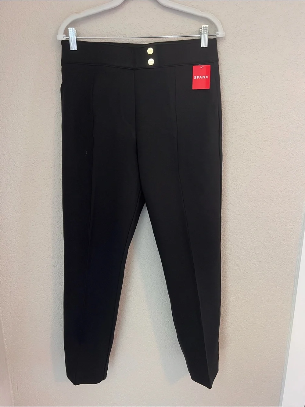 SPANX Black Women's Ponte Slim Dress Pants with Double Button Waist